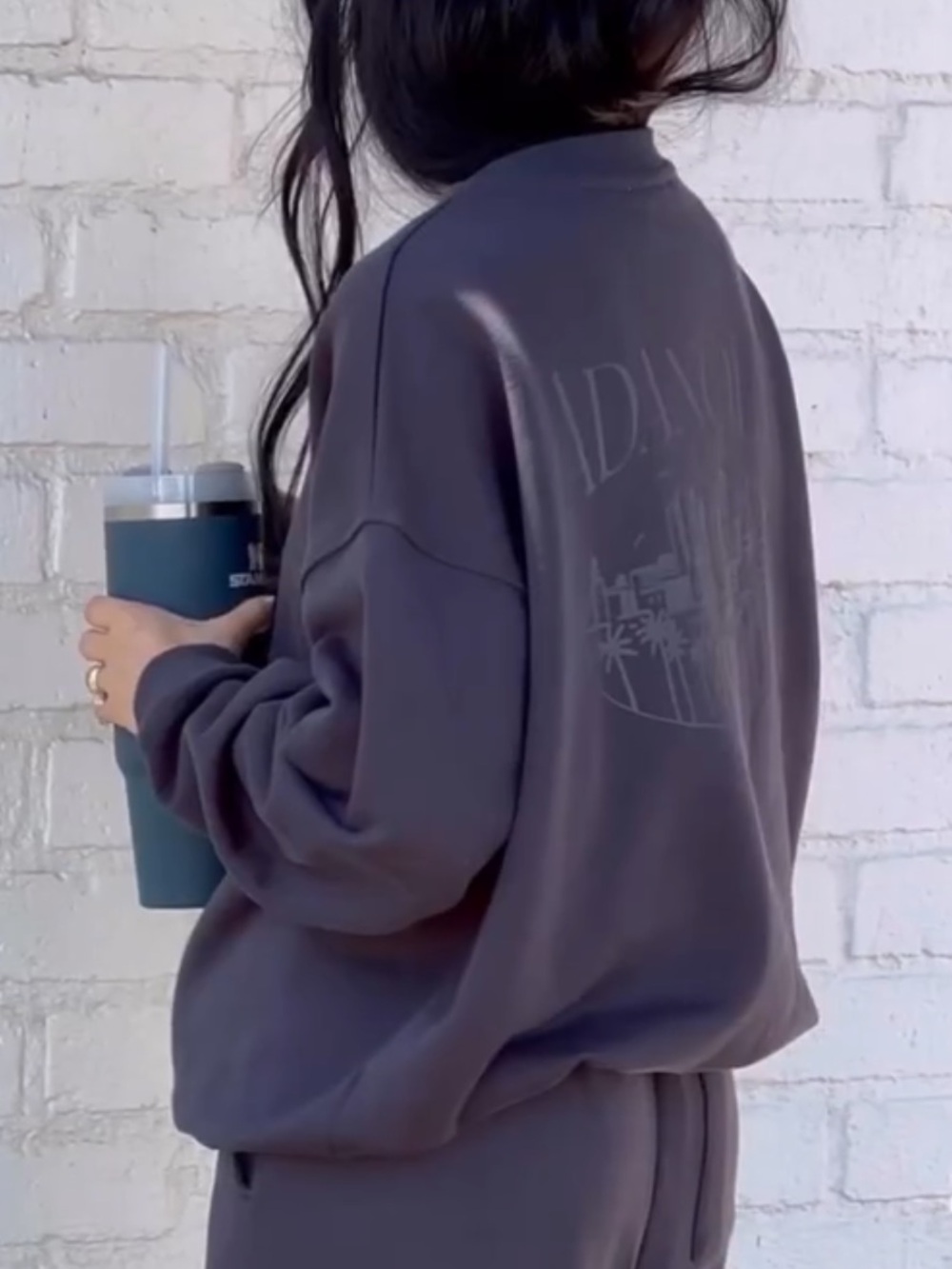 Adanola x Steph Shep Skyline Oversized Sweatshirt Dark Brown Crewneck
